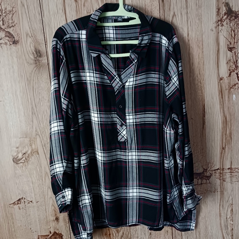 Alexander Jordan Glen Plaid Half Button Tunic Size XL